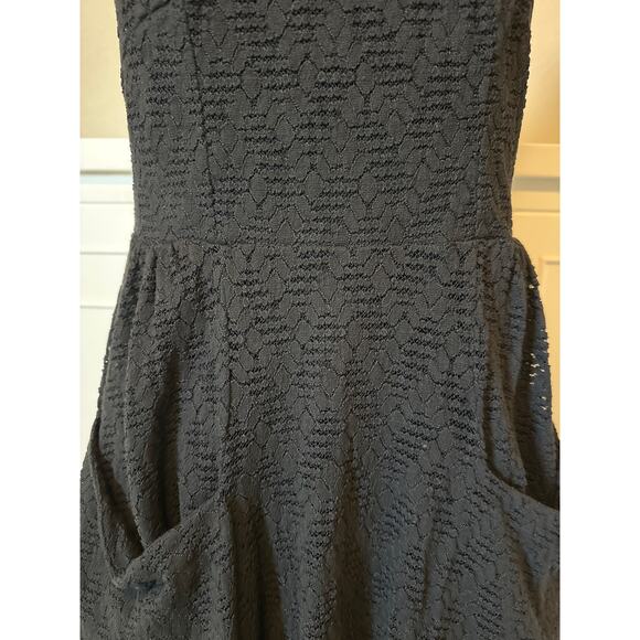 Free People Black Poppy Textured Mini Dress Sleeveless Size L Boho Summer Goth - Picture 3 of 13